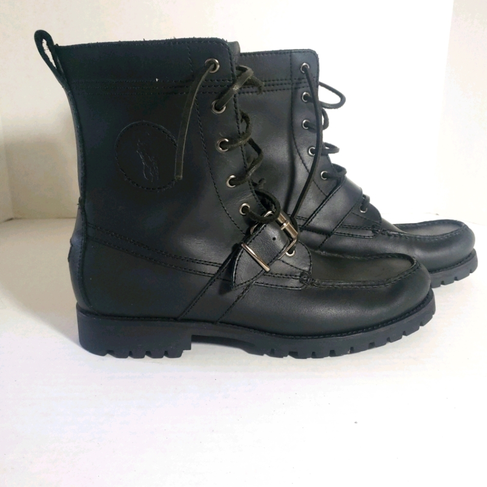 Polo Ralph Lauren Black Leather Ranger Boots